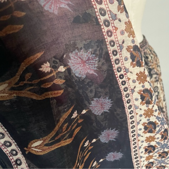 Leena New York Studio boho brown black and cream lightweight cotton skirt - Picture 6 of 9